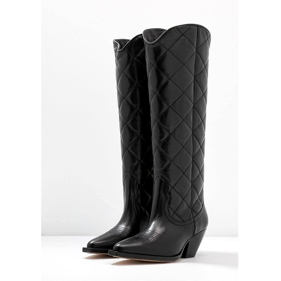 Sister X Soeur Free People Zeta Quilted Tall Leather Cowboy Boots - Picture 6 of 15